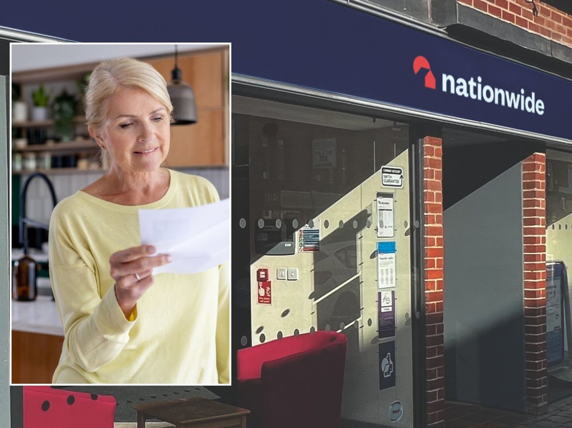 Nationwide Building Society and woman on letter