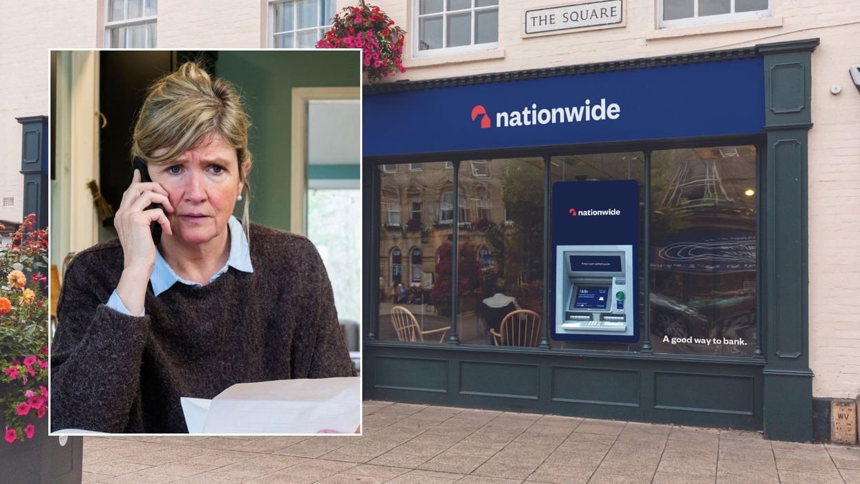 Nationwide Building Society and woman on the phone