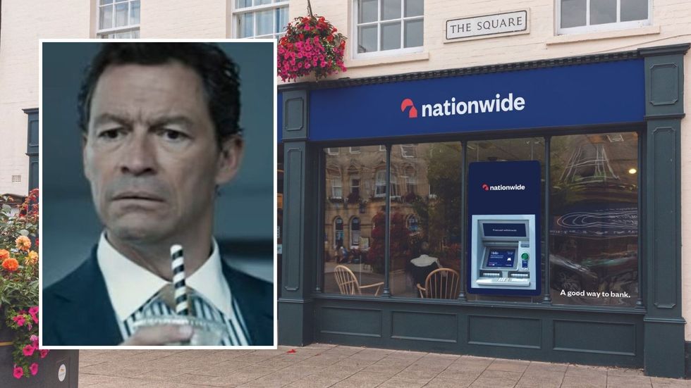 Nationwide Building Society branch and Dominic West in advert