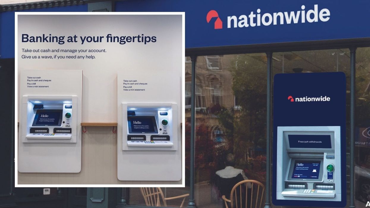 Nationwide Building Society branch sign and cash machines