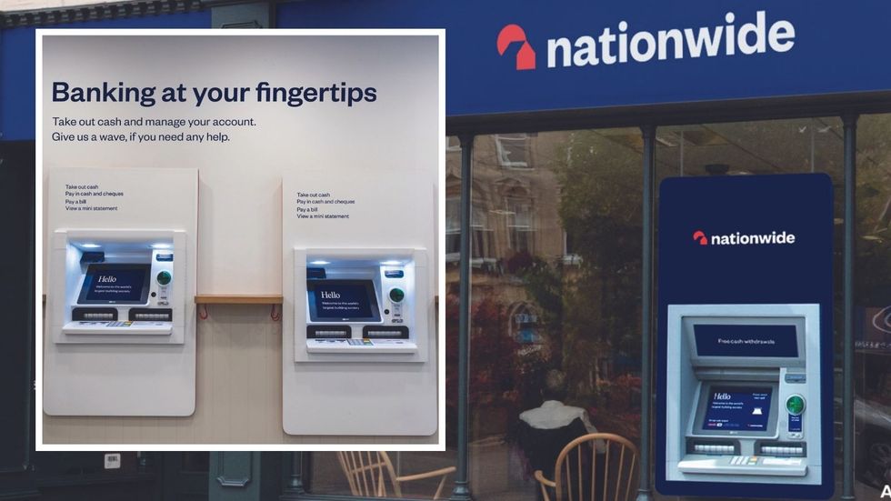 Nationwide Building Society branch sign and cash machines