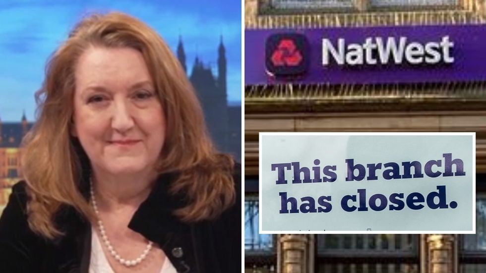NatWest Bakewell bank branch and branch closure notice beside Sarah Dines MP