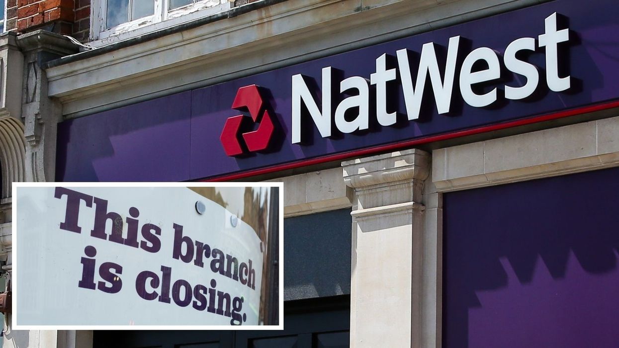 NatWest bank branch and branch is closing sign