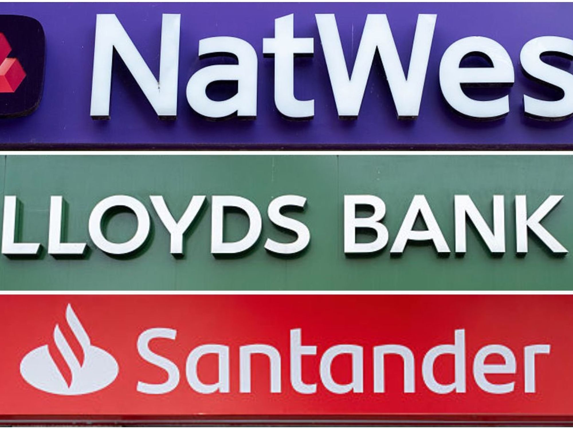 Natwest, Lloyds and Santander bank branches