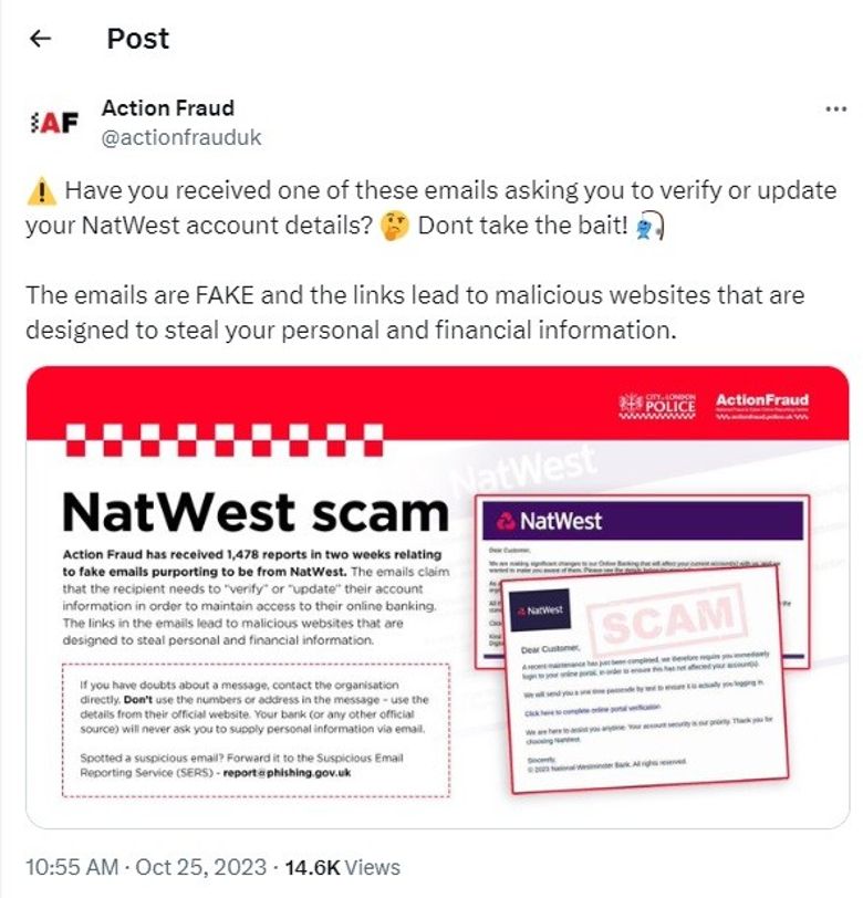 NatWest customers urged to watch out as hundreds targeted with fake emails