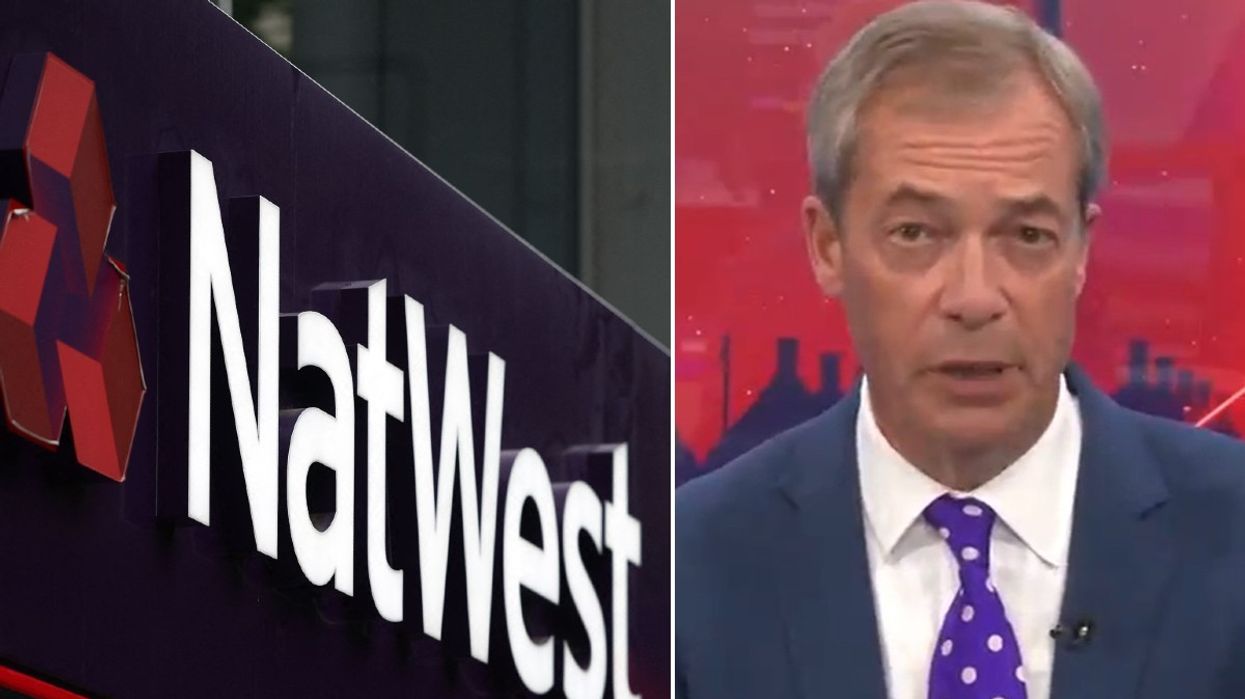 Natwest sign and Nigel Farage