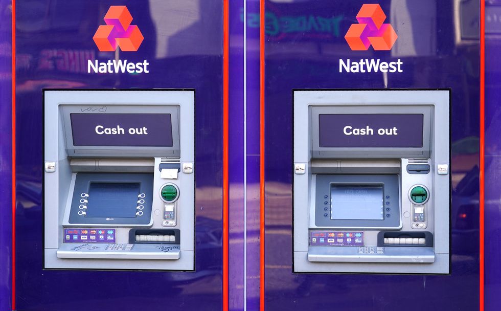 NatWest sign  on ATM outside of bank branch