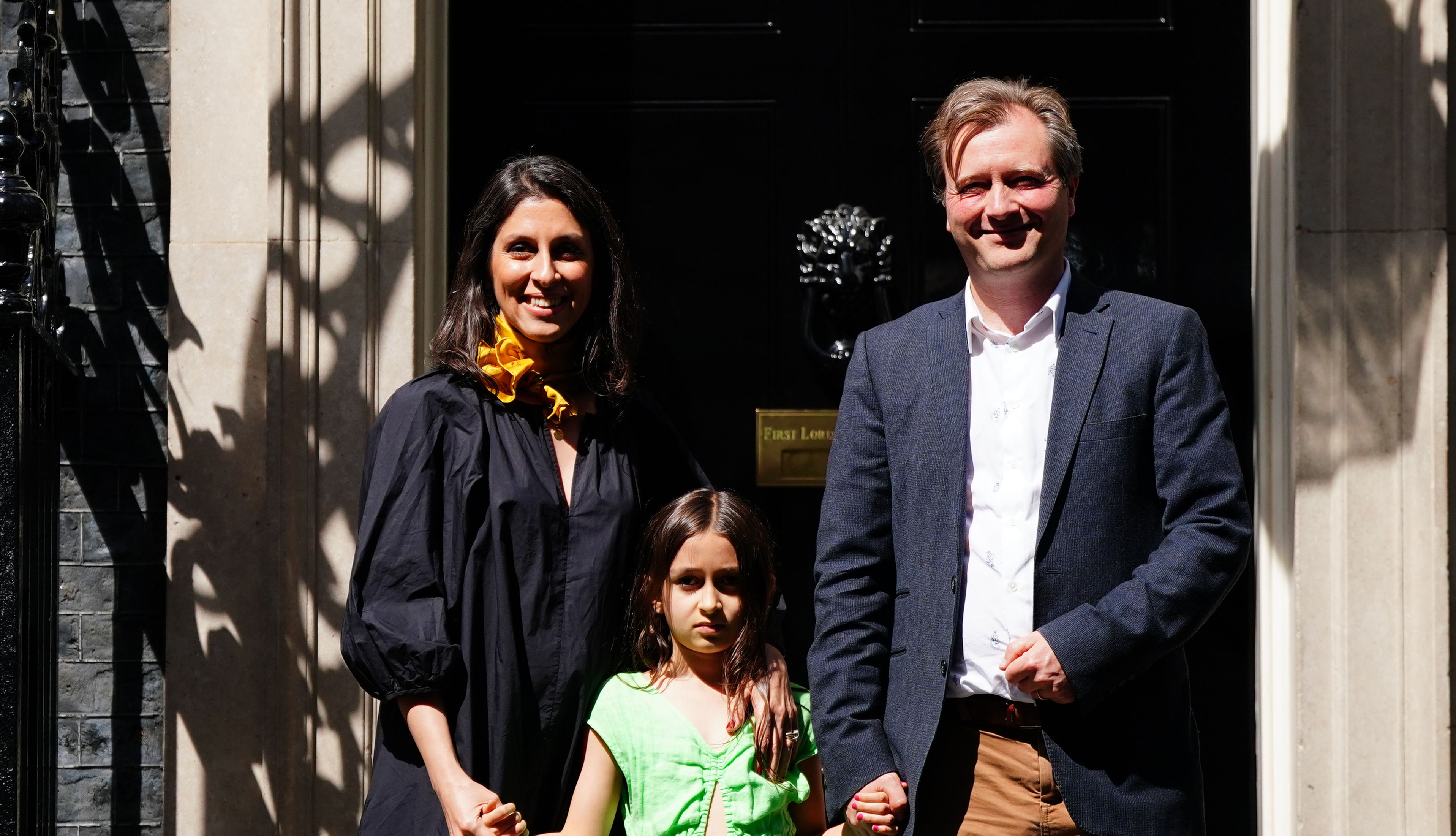 Nazanin Zaghari-Ratcliffe with her husband Richard Ratcliffe, daughter Gabriella leaving 10 Downing Street, central London, after a meeting with Prime Minister Boris Johnson.