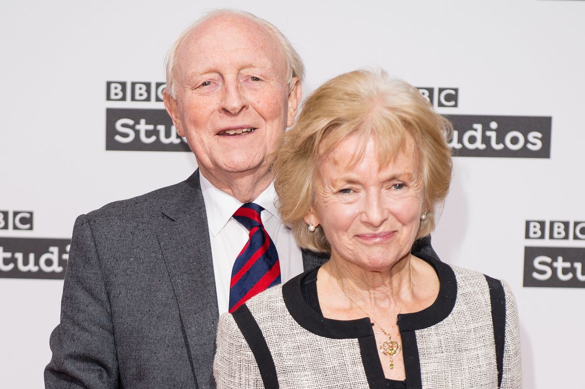 Neil Kinnock and Glenys Kinnock attend the Ronnie Barker comedy lecture with Ben Elton at BBC Broadcasting House