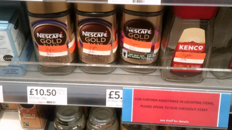 Nescafe Gold Blend was replaced with empty jars in a Co-op branch after being put on sale for \u00a39.35
