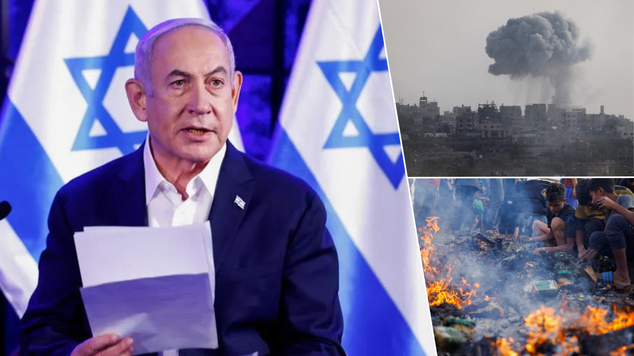 Netanyahu/airstrike smoke/fire in Rafah