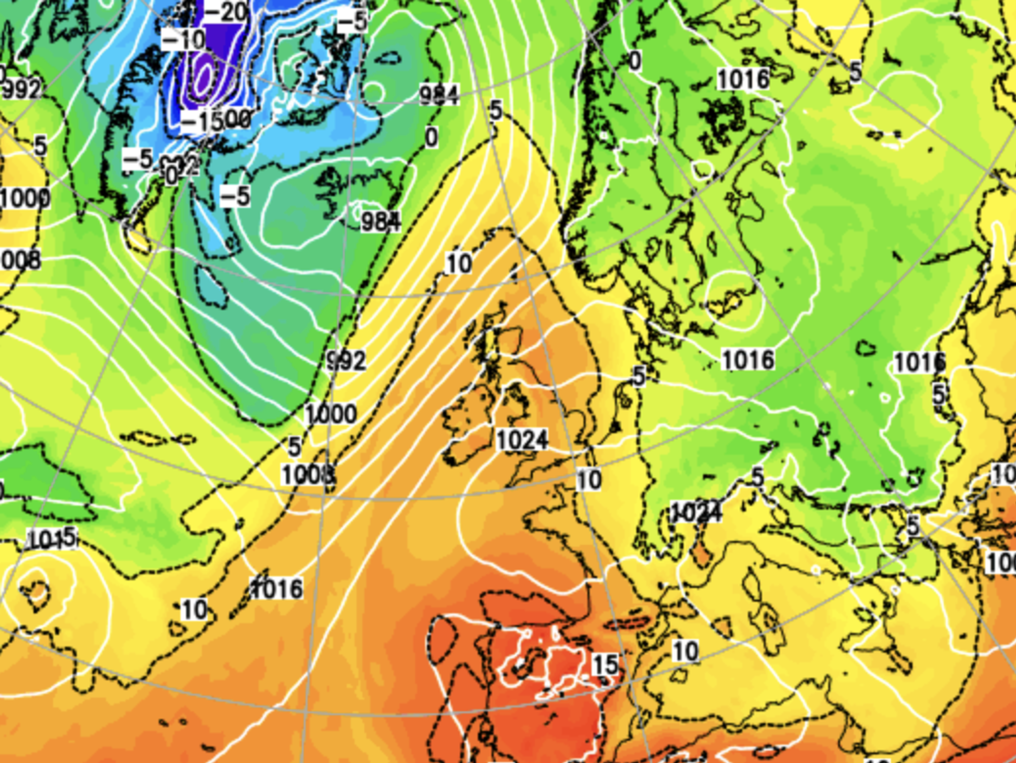 Netweather map shows mild air sweeping over Britain