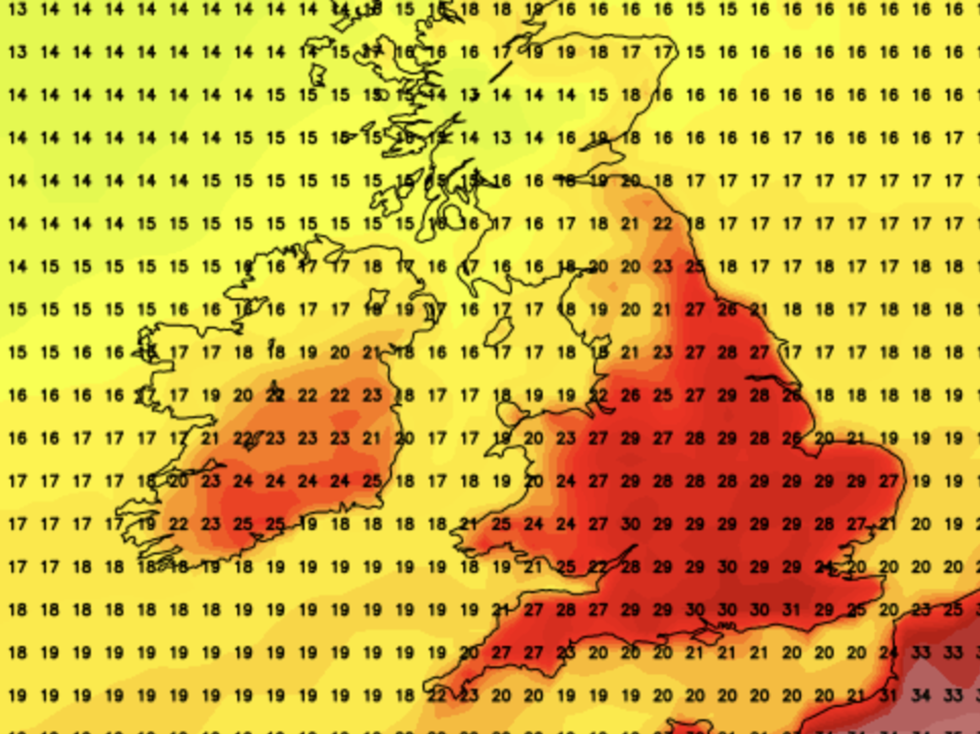 Netweather map shows temperatures could hit 30C in just days