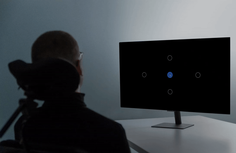 neuralink animated clip shows a computer cursor being controlled on-screen with thoughts