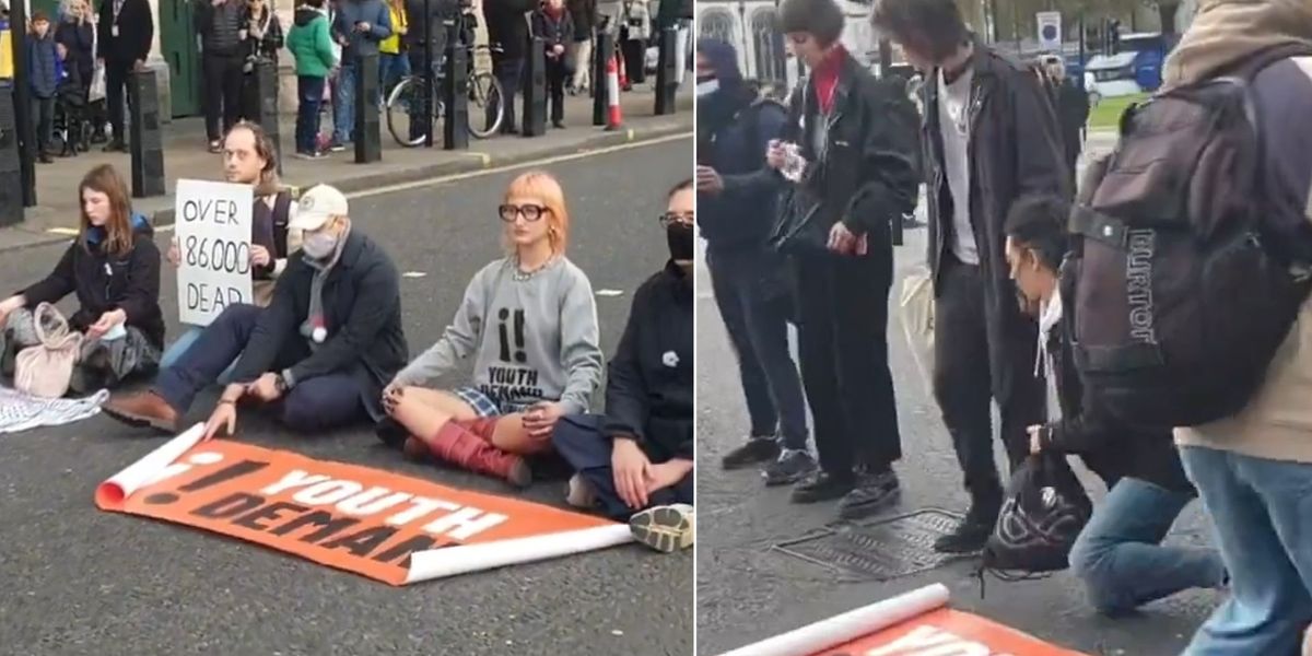 NextImg:'Never Again!' Pro-Palestine protesters block Parliament Square as UK falls silent on Armistice Day
