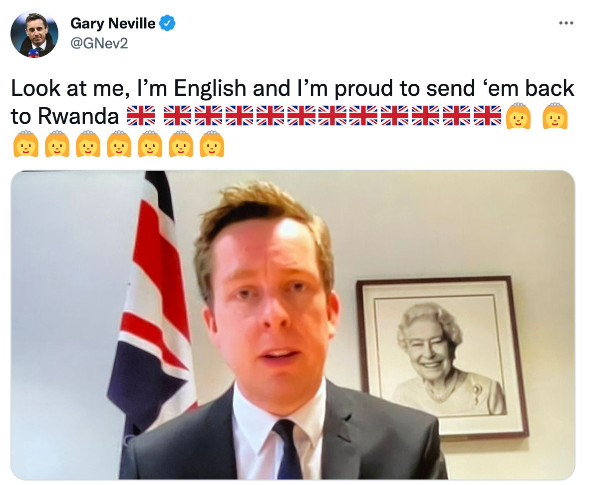 Neville posted the Tweet aimed towards Tom Pursglove on Friday morning