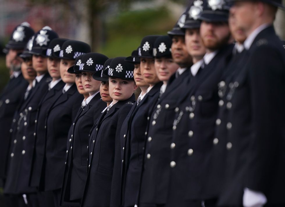 New Metropolitan Police recruits at Hendon, London