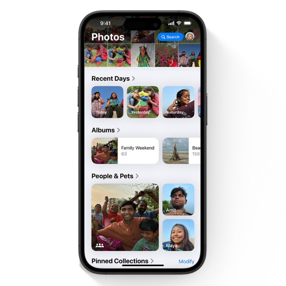 new Photos app in iOS 18 shown on an iPhone