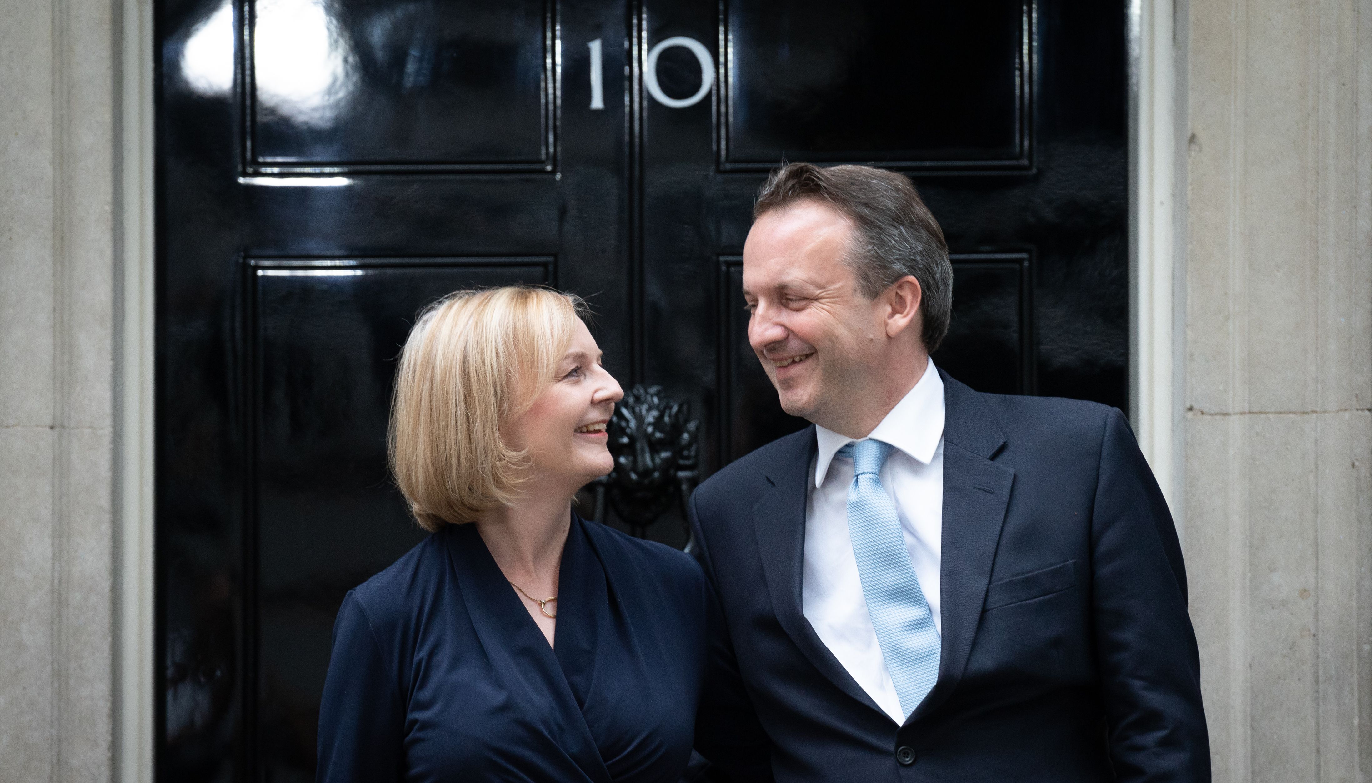 New Prime Minister Liz Truss and her husband Hugh O'Leary outside No.10 Downing Street