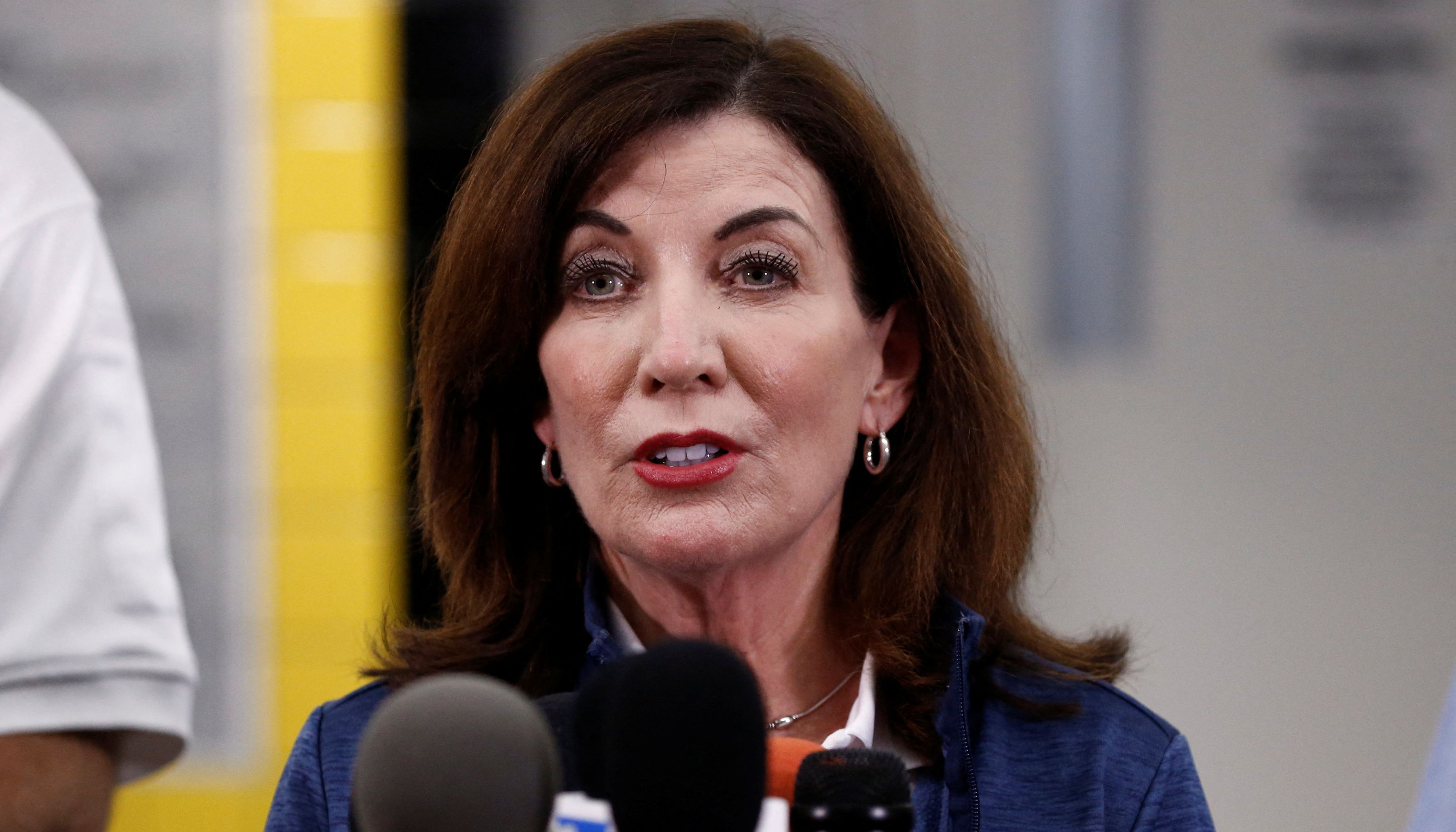 New York Governor Kathy Hochul addresses the media following a shooting at TOPS supermarket in Buffalo.