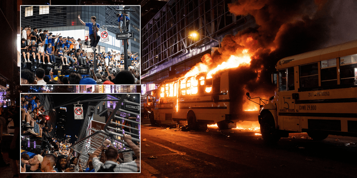 New York streets descend into chaos after Knicks win NBA Finals
