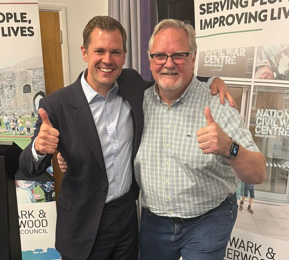 Newark MP Robert Jenrick with newly elected councillor Keith Girling
