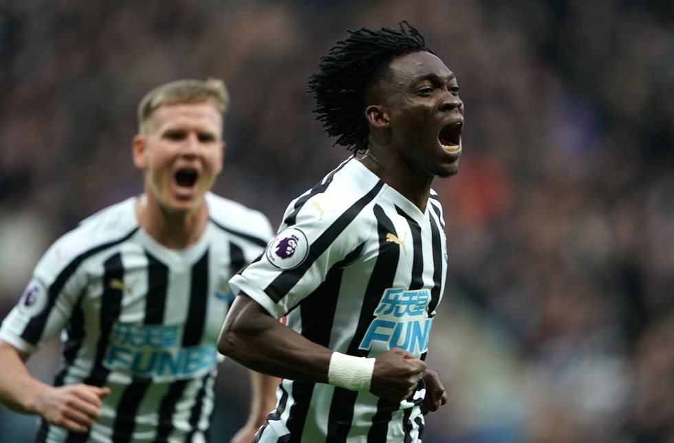 Newcastle United's Christian Atsu celebrates scoring his side's first goal of the game during the Premier League match at St James' Park, Newcastle.