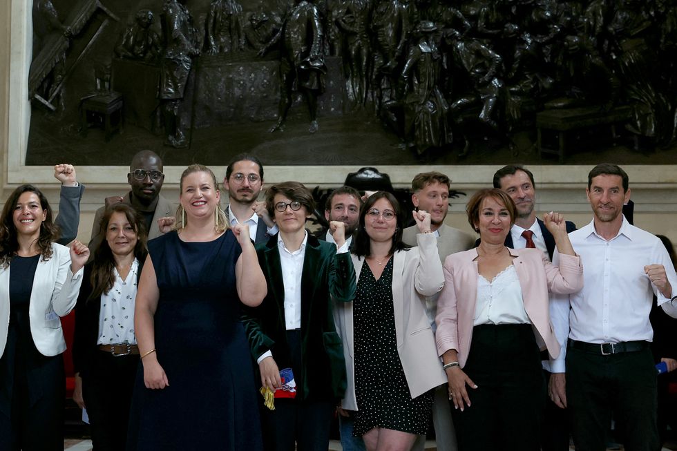 Newly elected lawmakers make entrance into the National Assembly in Paris