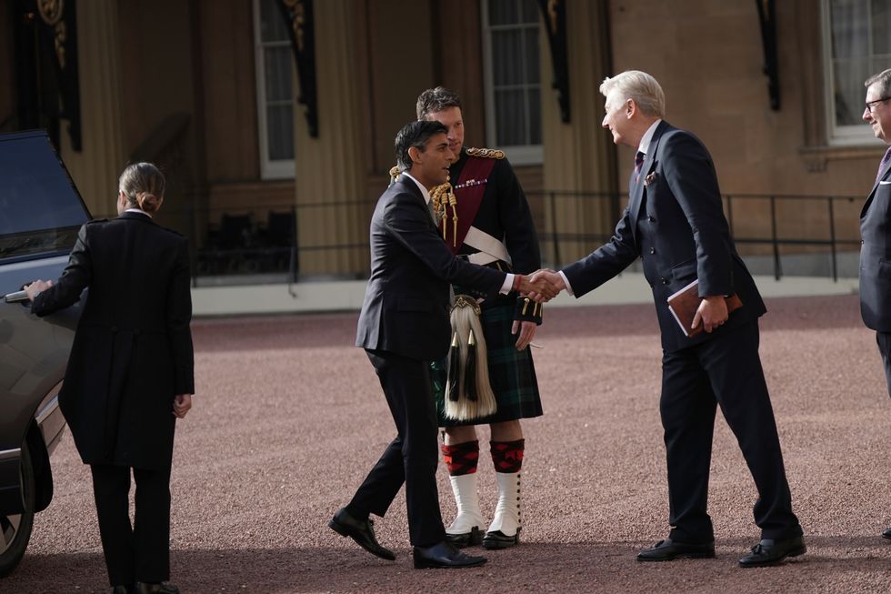Newly elected leader of the Conservative Party Rishi Sunak, arrives at Buckingham Palace, London, for an audience with King Charles III where he will be invited to become Prime Minister and form a new government. Picture date: Tuesday October 25, 2022.