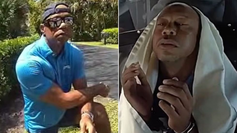 Newly released police bodycam footage appears to capture Tiger Woods telephoning President Donald Trump in the immediate aftermath of his car crash in Florida last Friday