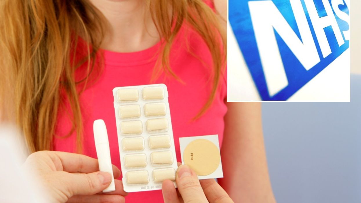 NHS logo and teenager given nicotine gum