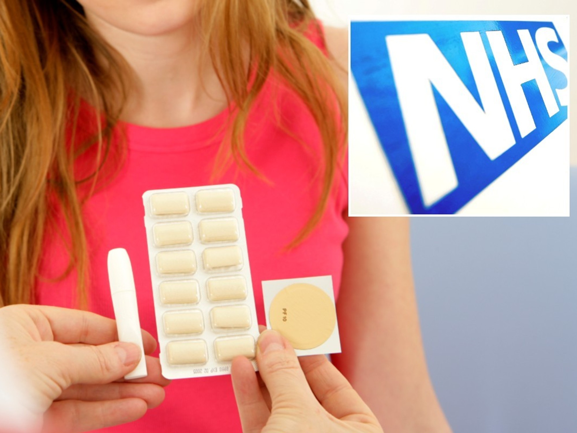NHS logo and teenager given nicotine gum