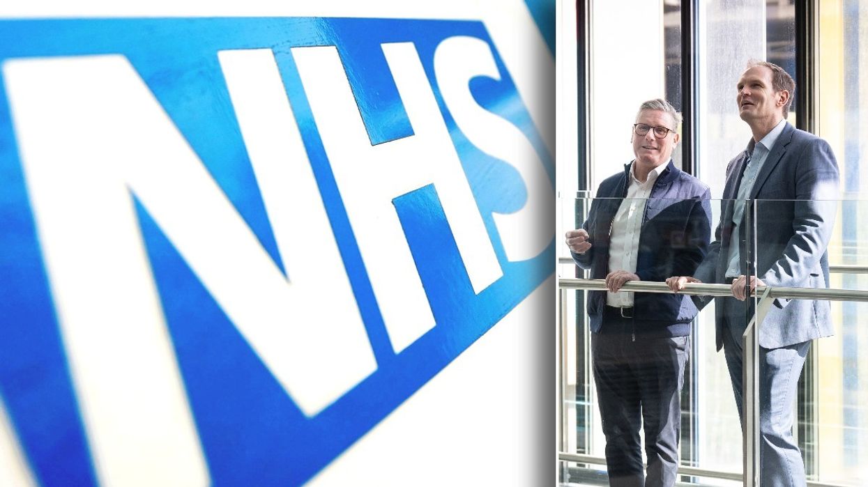 NHS logo, Keir Starmer and Dan Poulter