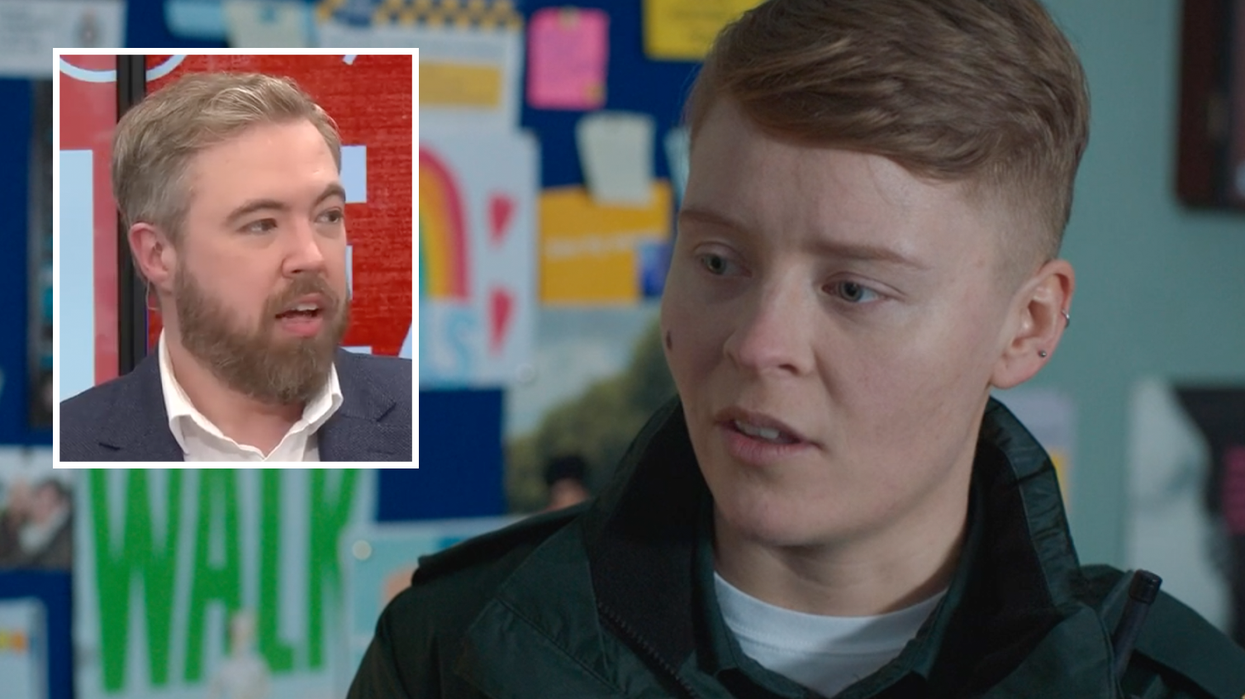 Nick Dixon (left) and the Casualty scene (right)