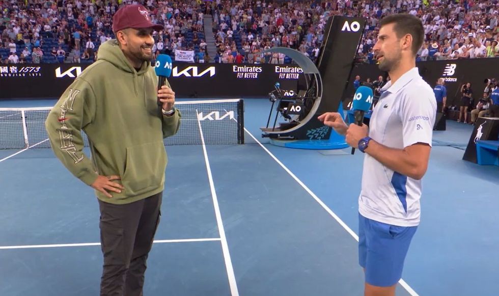 Nick Kyrgios nearly went error-free in his interview with Novak Djokovic
