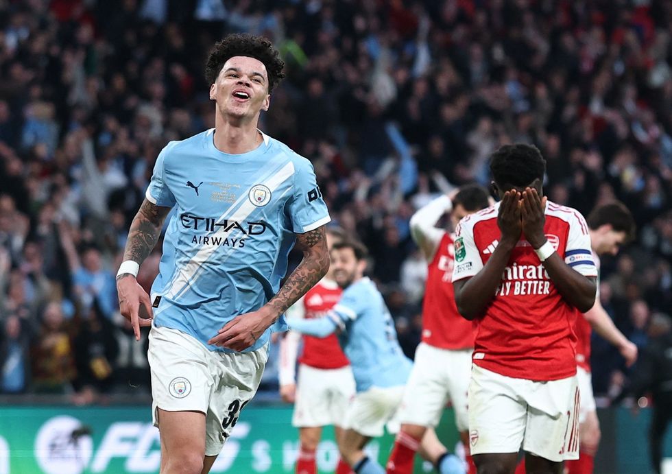 Nico O'Reilly scored twice to become a Manchester City hero against Arsenal