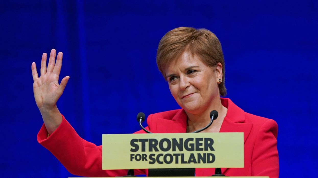 Nicola Sturgeon at an SNP lectern