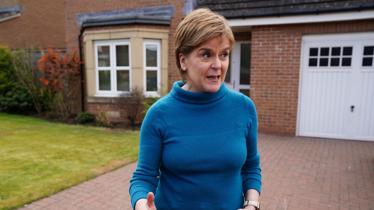 Nicola Sturgeon outside her home