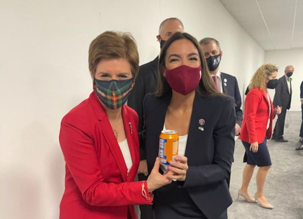 Nicola Sturgeon poses with Alexandria Ocasio-Cortez.