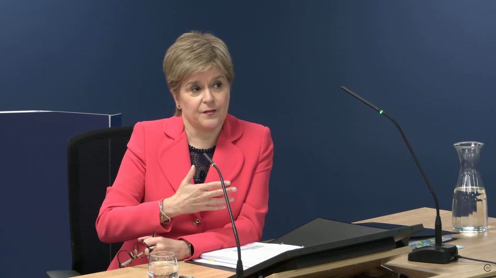 Nicola Sturgeon seated at the Covid Inquiry