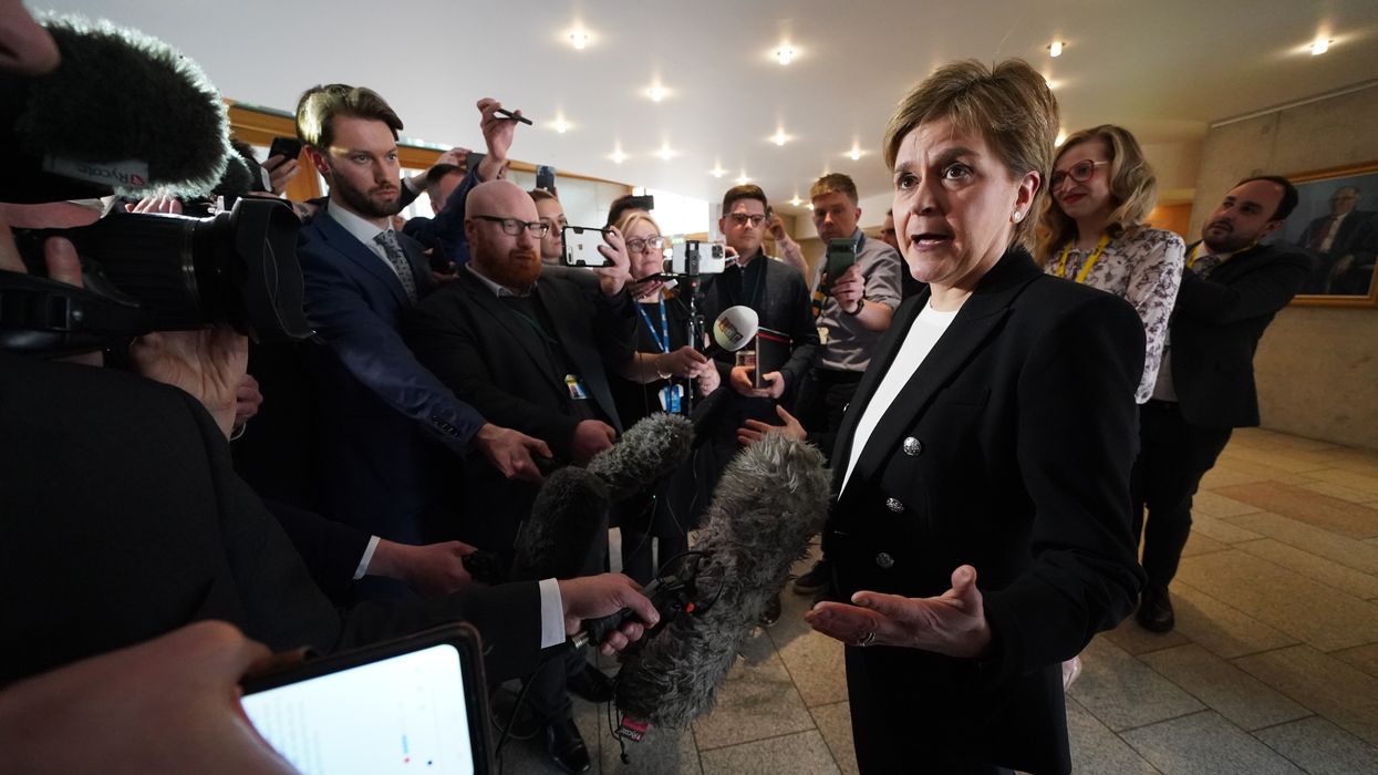 Nicola Sturgeon with reporters