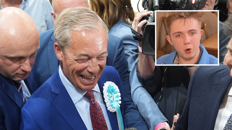 Nigel Farage and 19-year-old voter Zander