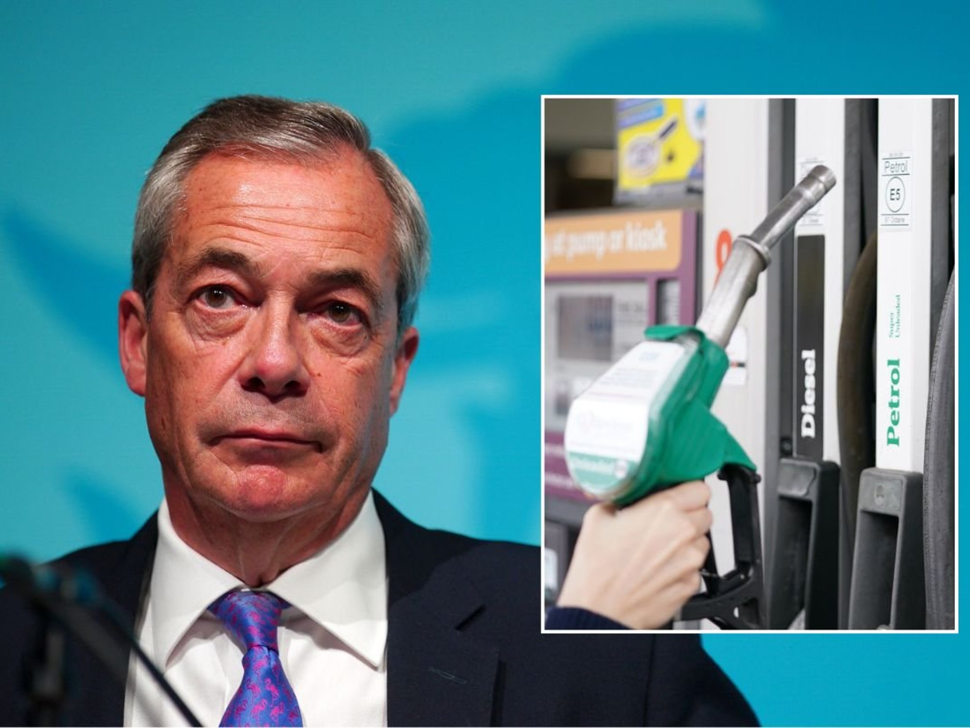 Nigel Farage and a fuel pump