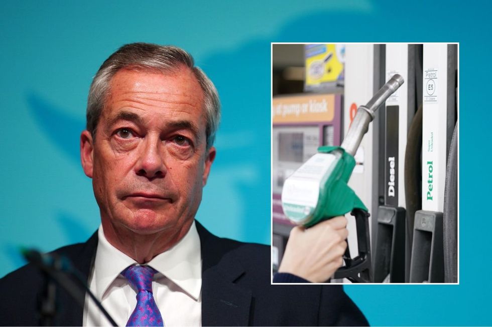 Nigel Farage and a fuel pump