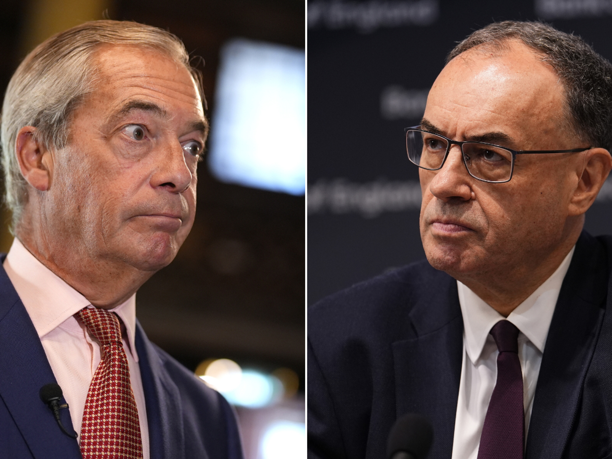 Nigel Farage and Andrew Bailey