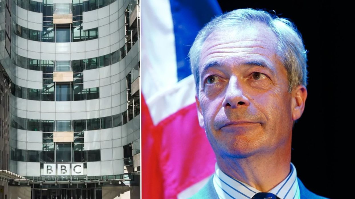 Nigel Farage and BBC office