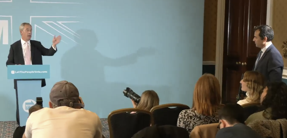 Nigel Farage and BBC reporter