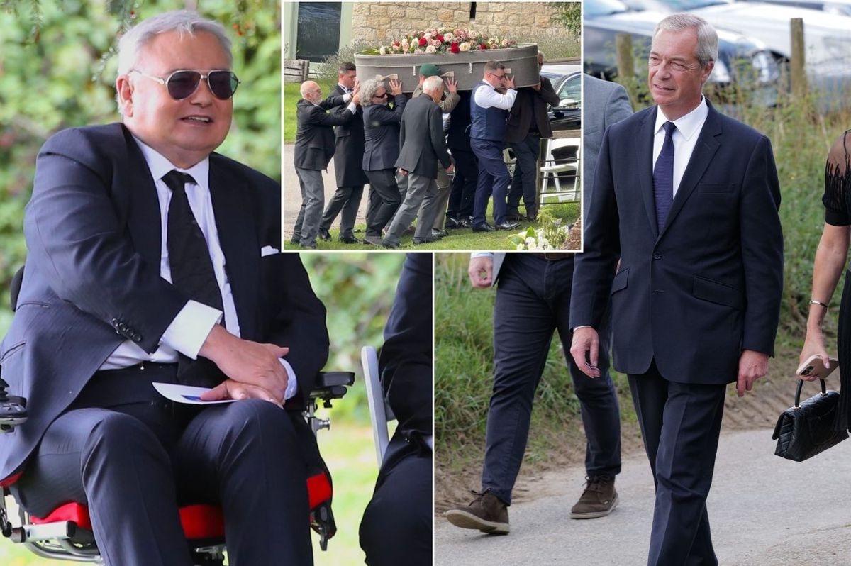 Eamonn Holmes and Nigel Farage lead mourners at funeral of broadcas...