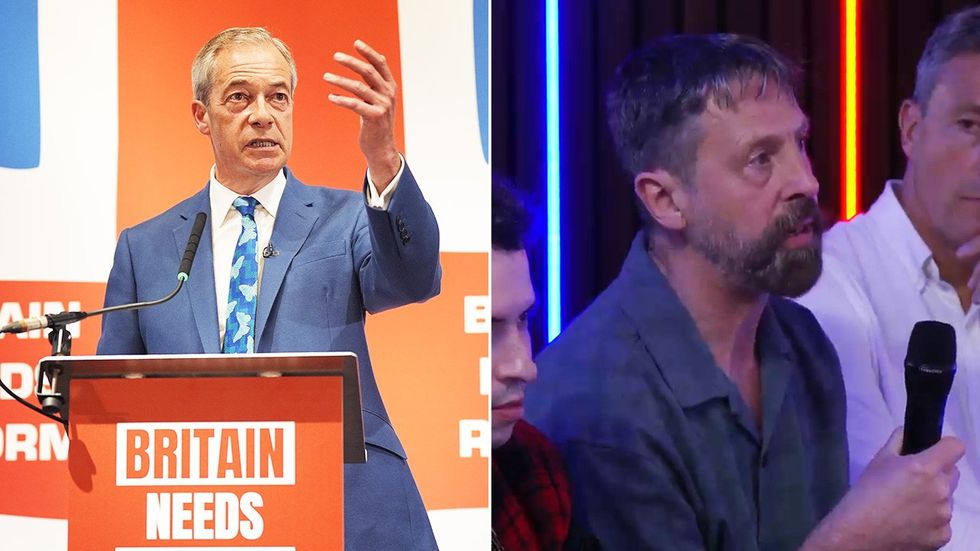 Nigel Farage and GB News audience member