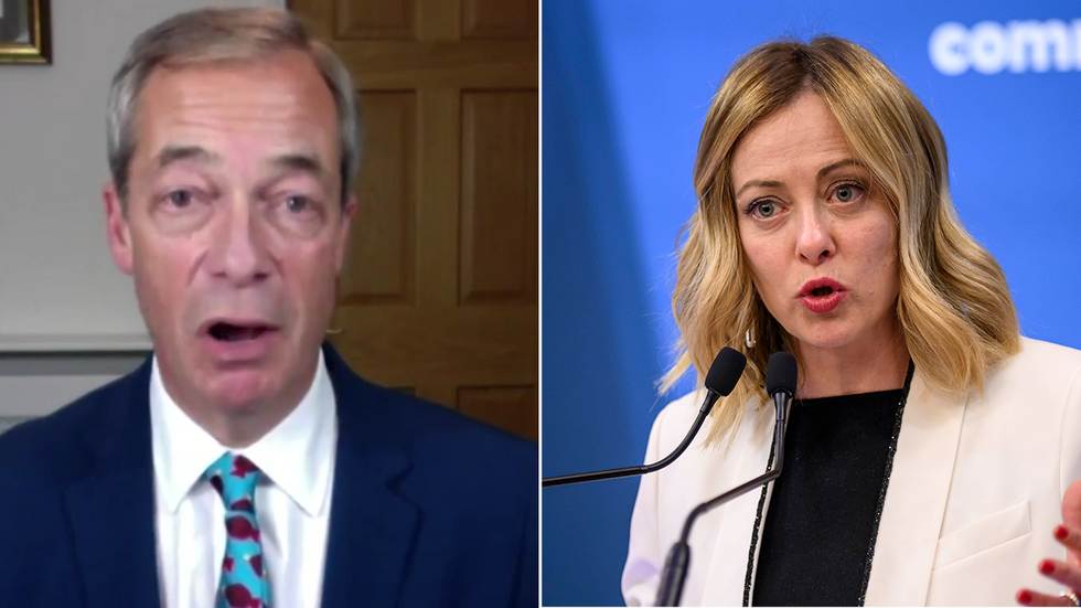 Nigel Farage and Giorgia Meloni